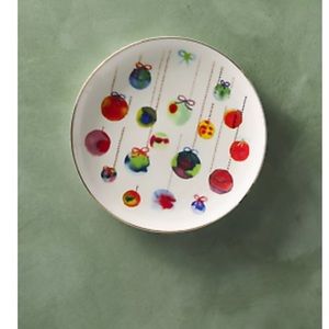 ANTHROPOLOGIE JOYOUS CHRISTMAS HOLIDAY CANAPE STONEWARE PLATE ORNAMENTS set of 4